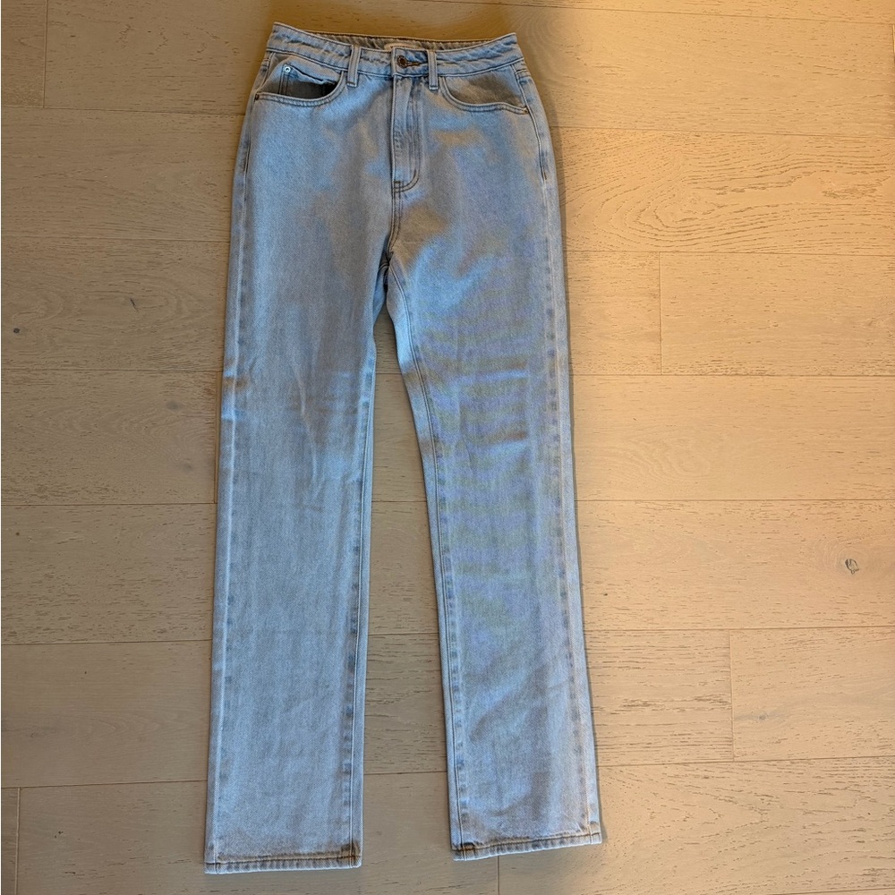 WeWoreWhat High Rise Relaxed Straight Leg Jeans in Light Blue